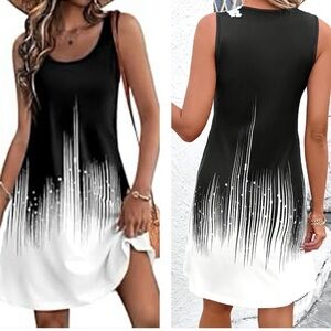 NWOT! Modern Print Sleeveless Tank Dress!